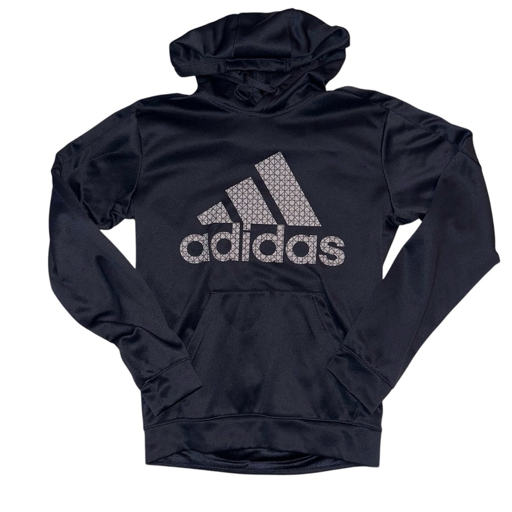 Adidas Logo Hooded Sweatshirt Pullover Hoodie Black Sz M